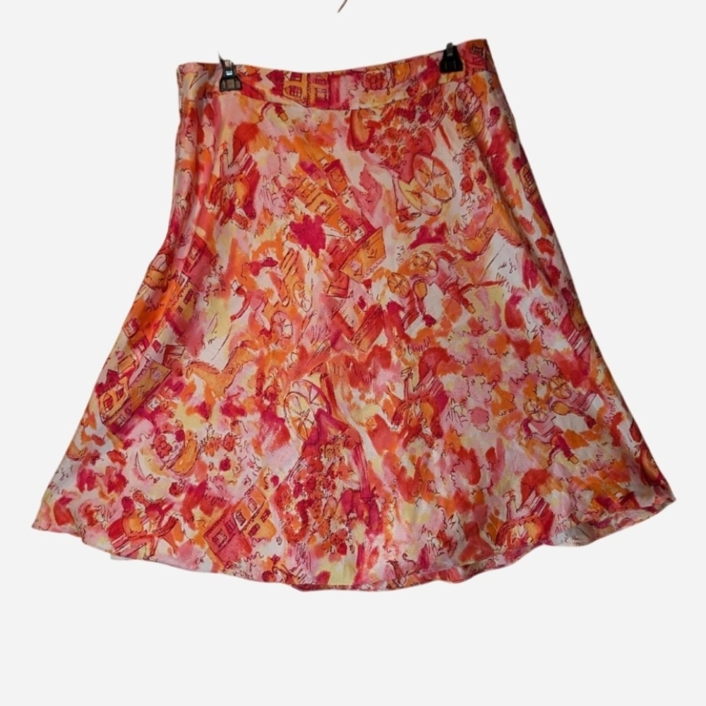 Pre-owned Floral Print Women's Skirt 100 Silk